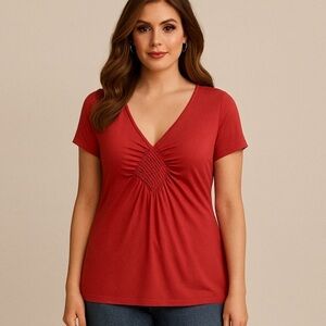 Vintage Banana Republic Red Short Sleeve V-Neck Top XL
